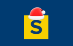 Simon logo with santa hat